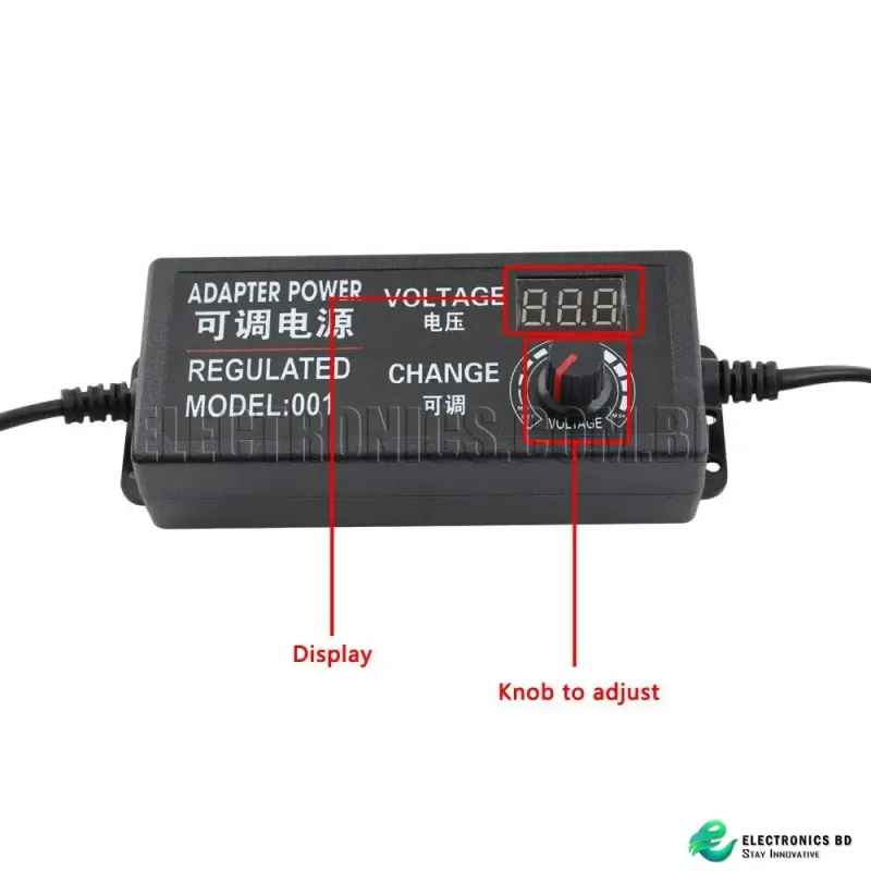 ADJUSTABLE AC TO DC 3V To 24V 5A UNIVERSAL ADAPTER WITH DISPLAY SCREEN